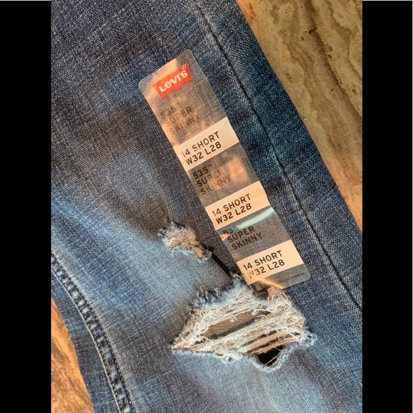LEVI”’S 535 SUPER SKINNY MID RISE 14 SHORT 32/28 - Picture 3 of 10